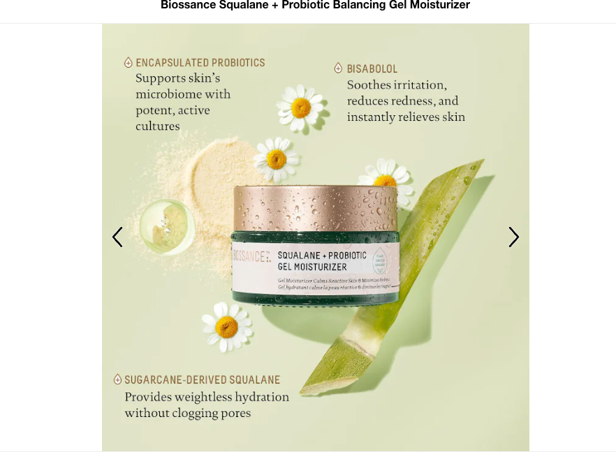 Biossance Squalane + Probiotic Gel Moisturizer